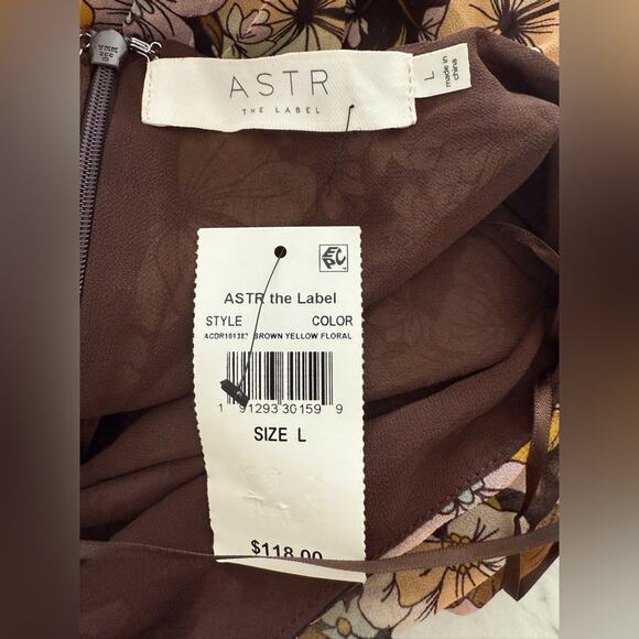 ASTR The Label Teyla Mini Dress in Brown & Yellow Floral NWT- Large - Picture 7 of 10